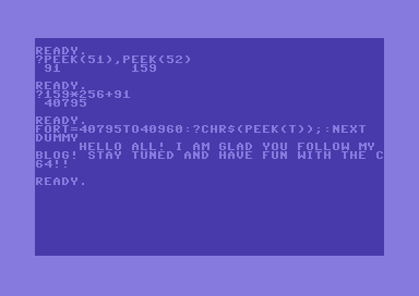 Coding a simple smooth text scroller with Commodore 64 BASIC, working with string variables