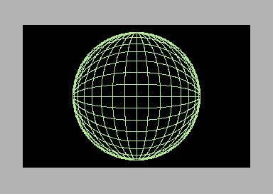 The perspective drawing of a sphere coded in 6502 assembly language