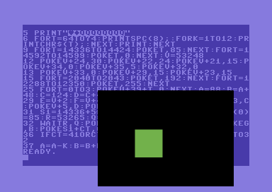 Zooming a square with Commodore 64 BASIC – a simple 2D realtime zoomer using sprites