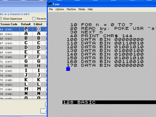 User defined characters – a really simple font editor (BASIC, Machine Language – C64)