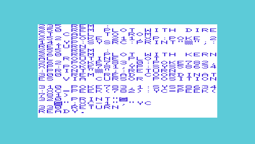 Very basic BASIC: plotting characters on screen (C64 and VIC-20)