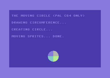 Plotting graphics on sprites – drawing a filled circle with BASIC V2 (C64)